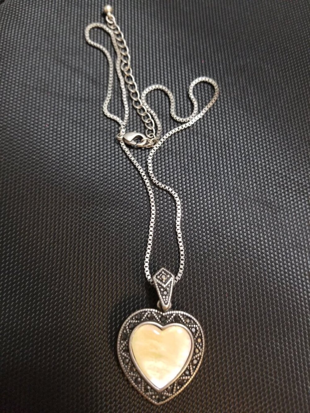 Yellow Heart-Shaped "The Dark Side of the Moon" MOP Necklace